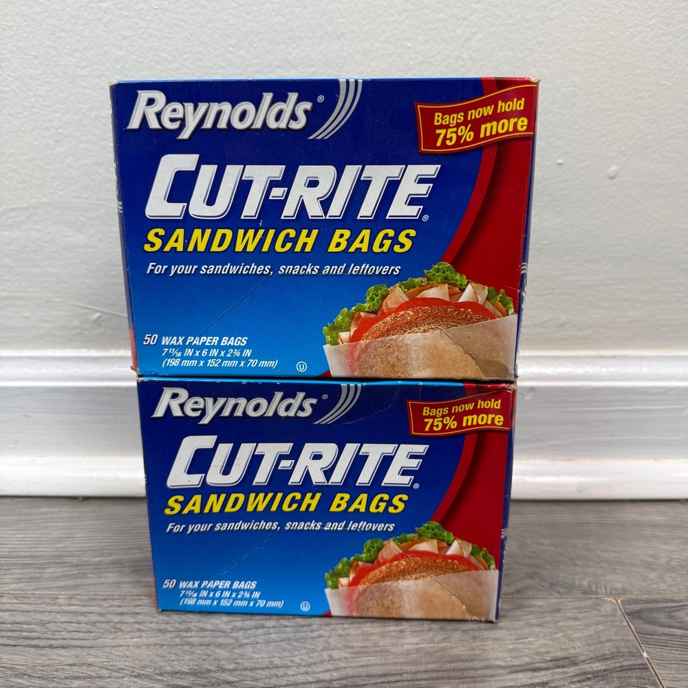 2 Pack Reynolds Cut-Rite Wax Paper Sandwich Bags 50 Count Each 100 Total 2008